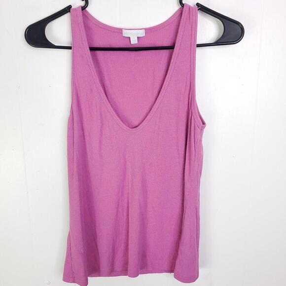 Beyond Yoga Top Womens Small V Neck Ribbed Tank Y2K Basic Layer Staple Pink - Picture 1 of 7